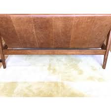 Everyday free shipping* · free shipping over $45 · easy returns West Elm Mathias Mid Century Wood Frame Leather Loveseat Aptdeco