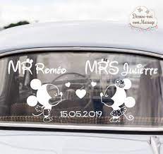 creation dun stickers entierement personnalisable avec vos textes pour decorer la voiture qui vous menera a votre disney wedding just married car just married