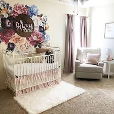 We Love A Dramatic Accent Wall In The Nursery Like This One Created With These Vintage Floral Wall Dec Nursery Accent Wall Floral Wall Decals Nursery Accents