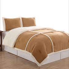 Northcrest Micro Suede Sherpa Camel Tan Twin Bed Comforter Set Reversible 2 Pc Walmart Com