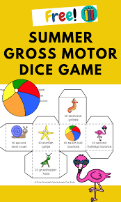 Summer Edition Gross Motor Dice Free Printable Worksheets For Kids 6 Different Summer Theme Kids Worksheets Printables Worksheets For Kids Summer Preschool