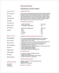 The most important thing to remember when you write your cv is to show how your skills and experience make you the right person for the job a. Free 9 Sample Warehouse Worker Resume Templates In Ms Word Pdf