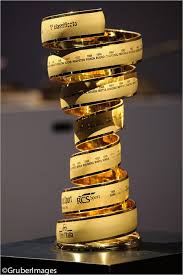 Black shirt with pink, maglia rosa, accents. The World Of Cycling On Twitter The Most Beautiful Trophy In Sport The Winners Trophy For The Giro D Italia