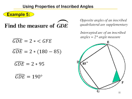 Explore, prove, and apply important properties of circles that have to do with things like arc length, radians, inscribed angles, and tangents. Ppt Lesson 6 3 Inscribed Angles And Their Intercepted Arcs Powerpoint Presentation Id 3863042