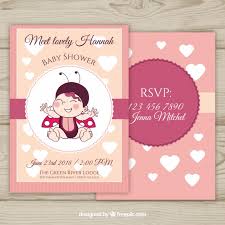 Tips on a selection of ladybug invitation cards select a baby shower that reflects a mom s to be a style if the baby s gender is known then it is advisable to select a card that goes along that line. Free Vector Baby Shower Invitation With Ladybug In Hand Drawn Style