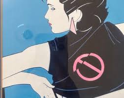 Framed vintage 90s Patrick Nagel nude girl print