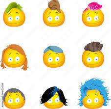 Hairy emojis with several hairstyles Stock Vector | Adobe Stock