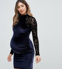 Asos Maternity Velvet Lace Long Sleeve Bodycon Mini Dress Navy Long Sleeve Maternity Dress Mini Dress Ladies Mini Dresses
