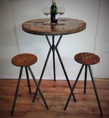 Items Similar To Matching Set Bar Height Adjustable Spool Table With Adjustable Wire Cable Reel Spool Top Stools Rebar Legs Custom Made A Tasarim Sandalye Masa