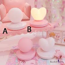 Pink White Loving Heart Globe Girls Bedroom Night Light With Plastic Base Touch Control Takeluckhome Com