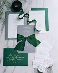 Hunter Green Gold Slate Silver Wedding Invitation Stationery Suite Touch Of Hunter Forest Gla Winter Wedding Colors Dark Green Wedding Grey Wedding Invitations