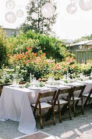 Stunning Garden Party Wedding Reception With Pops Of Pink Florals And Hanging Light Installations At Ruth B Garden Party Wedding Garden Party Wedding Reception