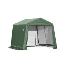 Shelterlogic 11 Ft W X 16 Ft D X 10 Ft H Steel And Polyethylene Garage Without Floor In Green With Patented Stabilizers 72874 0 Tent Pool Supplies Outdoor Storage