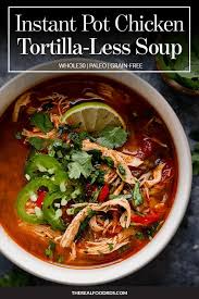 Instant Pot Chicken Tortilla Less Soup The Real Food Dietitians Recipe In 2020 Real Food Recipes Instant Pot Chicken Chicken Tortilla