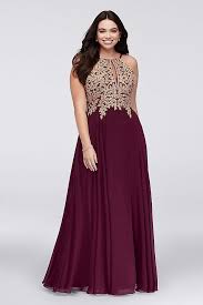 Metallic Corded Lace And Chiffon Plus Size Gown David S Bridal Plus Size Prom Dresses Maroon Bridesmaid Dresses Burgundy Prom Dress