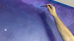 Lightly sand over the area where the stars were if you plan to paint. How To Paint A Galaxy Wall Mural In A Spaceship Themed Playroom Gray House Studio