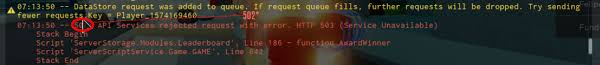 Similar to the above one, the game is having downtime or outages. Datastore Issue 502 Api Services Rejected Request With Error Http 503 Service Unavailable Engine Bugs Devforum Roblox