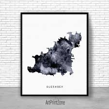 Guernsey Print Watercolor Map Guernsey Map Art Map Painting Map Artwork Country Art Office Decorations Country M Map Artwork Map Painting Watercolor Map
