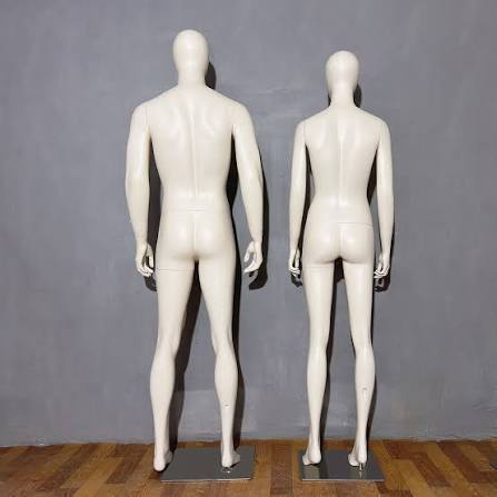 DE-LIANG Matte Beige White Full Body Mannequin - Egghead Display Model for Window & Photography - Male Mannequin