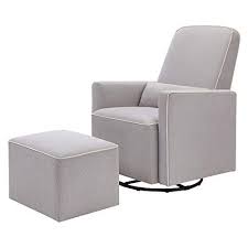 Davinci Olive Upholstered Swivel Glider With Bonus Ottoman Grey With Cream Piping In 2020 Glider And Ottoman Chair And Ottoman Set Chair And Ottoman