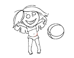 Petite fille avec ballon en forme de cœur jeux dessin coloriage. Coloriage Fille S Amuse Avec Le Ballon De Plage Dessin Gratuit A Imprimer