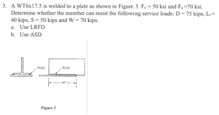 Further testing showed the limit was reached and. Solved 3 A Wt6x17 5 Is Welded To A Plate As Shown In Fig Chegg Com