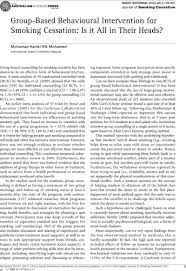 When announcing plans for the extended ban in september 2018, the deputy health minister stated that the changes were intended to align the law with the guidelines for the implementation of article 8 of the world health. Group Based Behavioural Intervention For Smoking Cessation Is It All In Their Heads Journal Of Smoking Cessation Cambridge Core