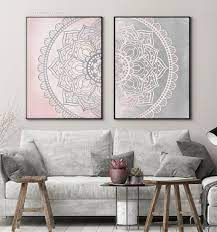 Mandala Wall Art Set Of 2 Prints Boho Wall Decor Large Etsy Wall Art Living Room Wall Decor Bedroom Mandala Wall Art