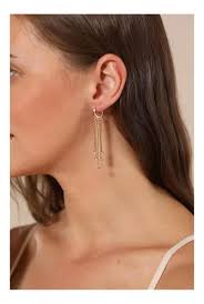 Luca Smith Pendientes De Aro Pequeños Con Cadena De Borla Y