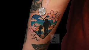 Father and daughter tattoo design on rib cage ideas for girls. Tattoo Uploaded By Nick Jones Father Daughter Tattoos Fatherdaughter Color Colortattoos Colorwork Cherryblossom Sunrise Sunset Water Sky Beauty 1044244 Tattoodo