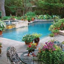Poolside Escapes Pool Landscaping Backyard Pool Outdoor Gardens