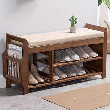 Shop for benches with shoe storage online at target. Natural Bamboo Shoe Storage Rack Bench With 2 Tier Cushion Seat Living Room Shoe Organizer Entryway Storage Hallway Furniture Shoe Cabinets Aliexpress
