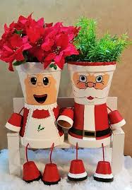 Large Santa Claus Flower Pot People Christmas Planter Decoration Christmas Clay Christmas Pots Clay Pot Crafts