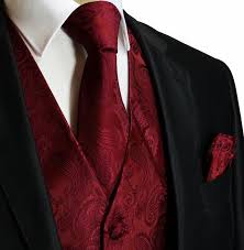 Burgundy Paisley Tuxedo Vest Set Paul Malone