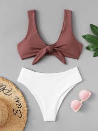 Knot Front Top With Panty Bikini Set Swimwear Beachwear Women Fashion Trajes De Bikini Fotos Traje De Bano Moda Ropa De Playa