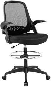Looking for the best tall office chair for standing desks that maintain a good posture during the heavy work hours?check these standing desk chair reviews! Amazon Com Drafting Chair Tall Office Chair Standing Desk Chair Mesh Computer Chair Adjustable Height With Lumbar Support Flip Up Arms Swivel Rolling Executive Chair Black Furniture Decor