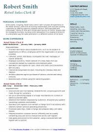 Retail Sales Clerk Resume Samples Qwikresume