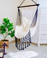 Black And White Macrame Hammock Chair Boho Hammock Swing Etsy Diy Hammock Chair Swinging Chair Hammock Chair