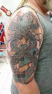 Later, the client commissioned a complete forearm knotwork sleeve, from the wrist to the bottom of the band (two more full day sessions).finally, a custom wedge of knotwork was designed to tie the upper pieces. From Fb Scottish Tattoos Skull Sleeve Tattoos Sleeve Tattoos