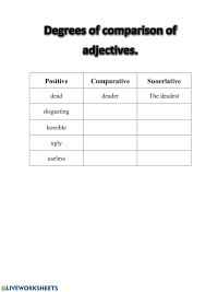 The Degrees Of Comparison Of Adj Interactive Worksheet