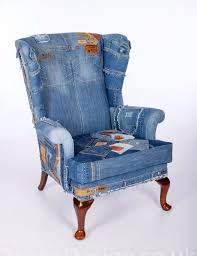 Parker Knoll Wing Back Armchair Made From The Highest Quality Usa Made Denim Which Has Been Beautifully Decorated B Patchwork Chair Armchair Wingback Armchair