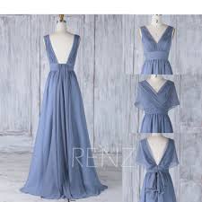 Infinity Bridesmaid Dress Steel Blue Wedding Dress Convertible Top Chiffon Wrap Dress Ruched V Neck A Line Backless Multiway Dress H507 In 2020 Infinity Dress Bridesmaid Multi Way Dress Steel Blue Dress