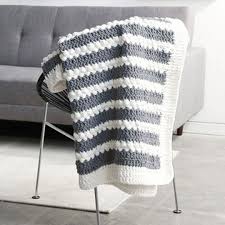 Black And White Striped Crochet Blanket Bernat Blanket Puff Stitch Stripes Crochet Blanket Free Crochet Size Is 50 X 60 Lo Striped Crochet Blanket Crochet Blanket Crochet Blanket Patterns