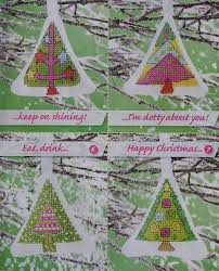 Christmas Tree Ornaments Cards Seven Cross Stitch Charts