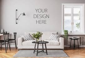 Wall Mockup Wallpaper Mockup Wall Art Living Room Vertical Frames Blank Walls