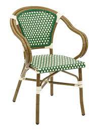 Some have arm rests while others are armless. Rattan Outdoor French Bistro Arm Chair
