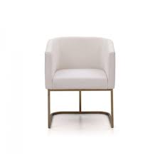 Fabric Upholstered Dining Chair With Cantilever Steel Base White And Gold In 2020 Dining Chairs White Dining Chairs Fabric Dining Chairs