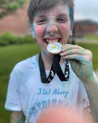 5k Color Run fun with my youngest who had a PR of 20:47!!! He came in 3rd  overall out of 400 and 1st in his entire elementary school!!! At one point,  he