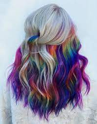Lovely Colorful Highlights For Medium To Long Hair Hair Color Underneath Hidden Hair Color Rainbow Hair Color
