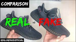 A fake pair of yeezy's soft material makes the tongue slouchier, while a real pair stands straight up. Adidas Yeezy 350 Boost V2 Black Static Comparison Real Vs Fake Youtube